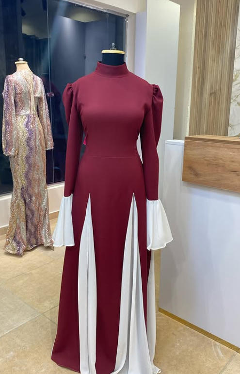 Burgandy / White Dress