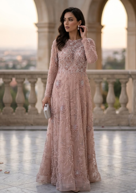 Pink Gown-alike Handmade Dress
