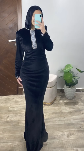 Black Qatifa Slim Dress